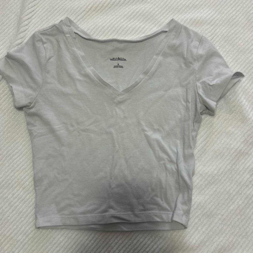 Wild Fable Light Gray V-Neck Crop Top